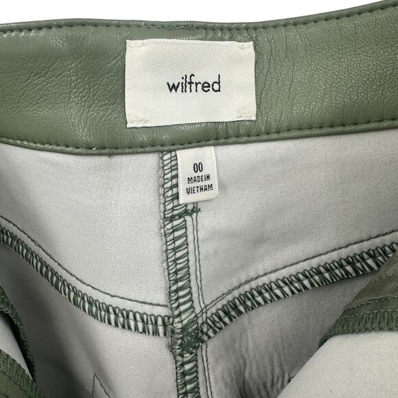 Aritzia‎ Wilfred The Melina Pants Vegan Leather Cropped Sage Green Size 00 - Picture 8 of 10